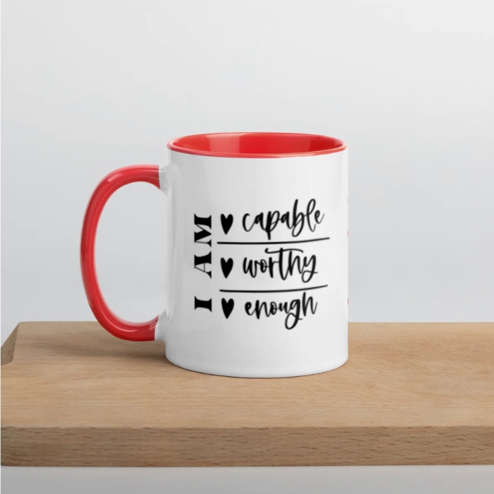 NIB RED Graphic Drinkware "I AM ENOUGH" Mug